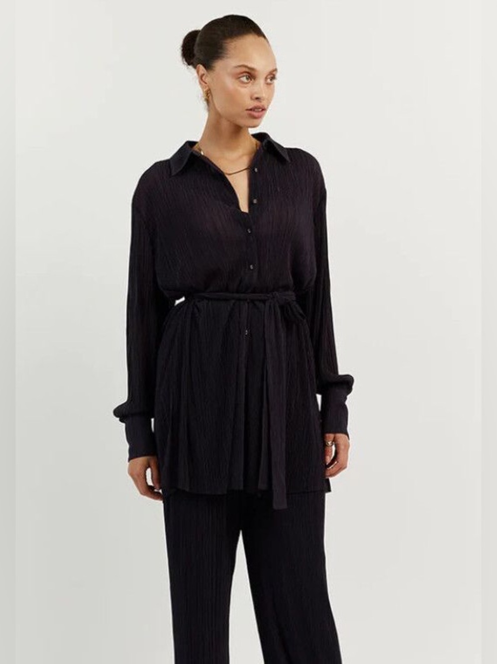 Porter Ink Plisse Collared Shirt Navy